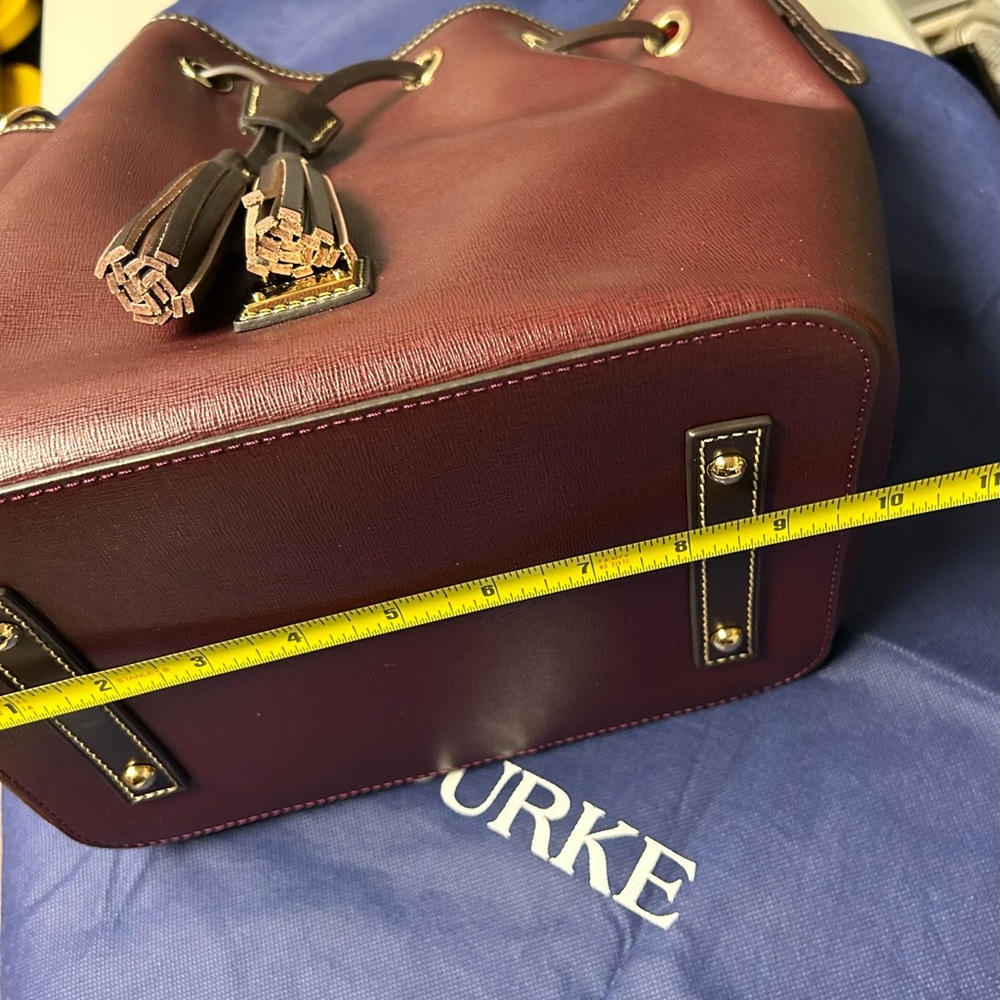 Dooney & Bourke Pebble Grain Tasha Drawstring Bordeaux Color Shoulder Bag - Picture 7 of 12